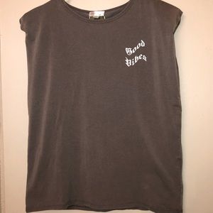 Orange Kiss: good vibes grey sleeveless tee